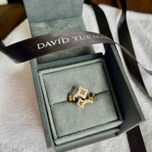 David Yurman Venetian Quatrefoil Diamond Pave 0.26cts 18K Gold Ring/Size 7.5/Box